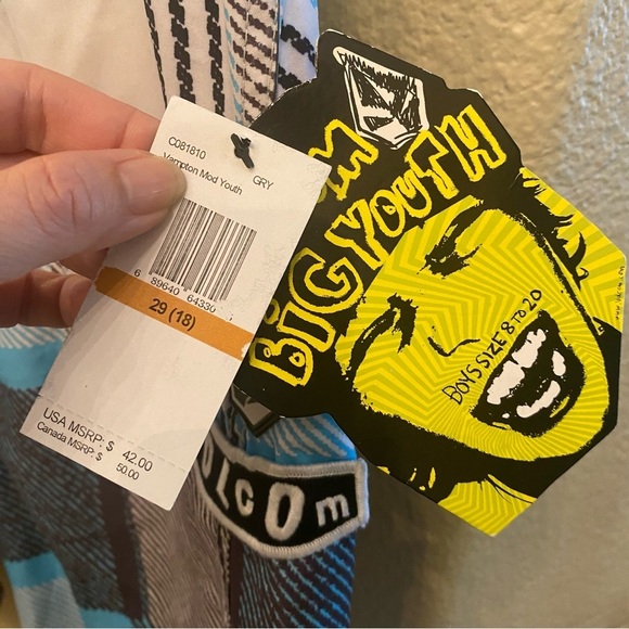 NWT~Volcom Big Youth Blue Plaid Swim Shorts Size 29 (18) - Picture 7 of 7